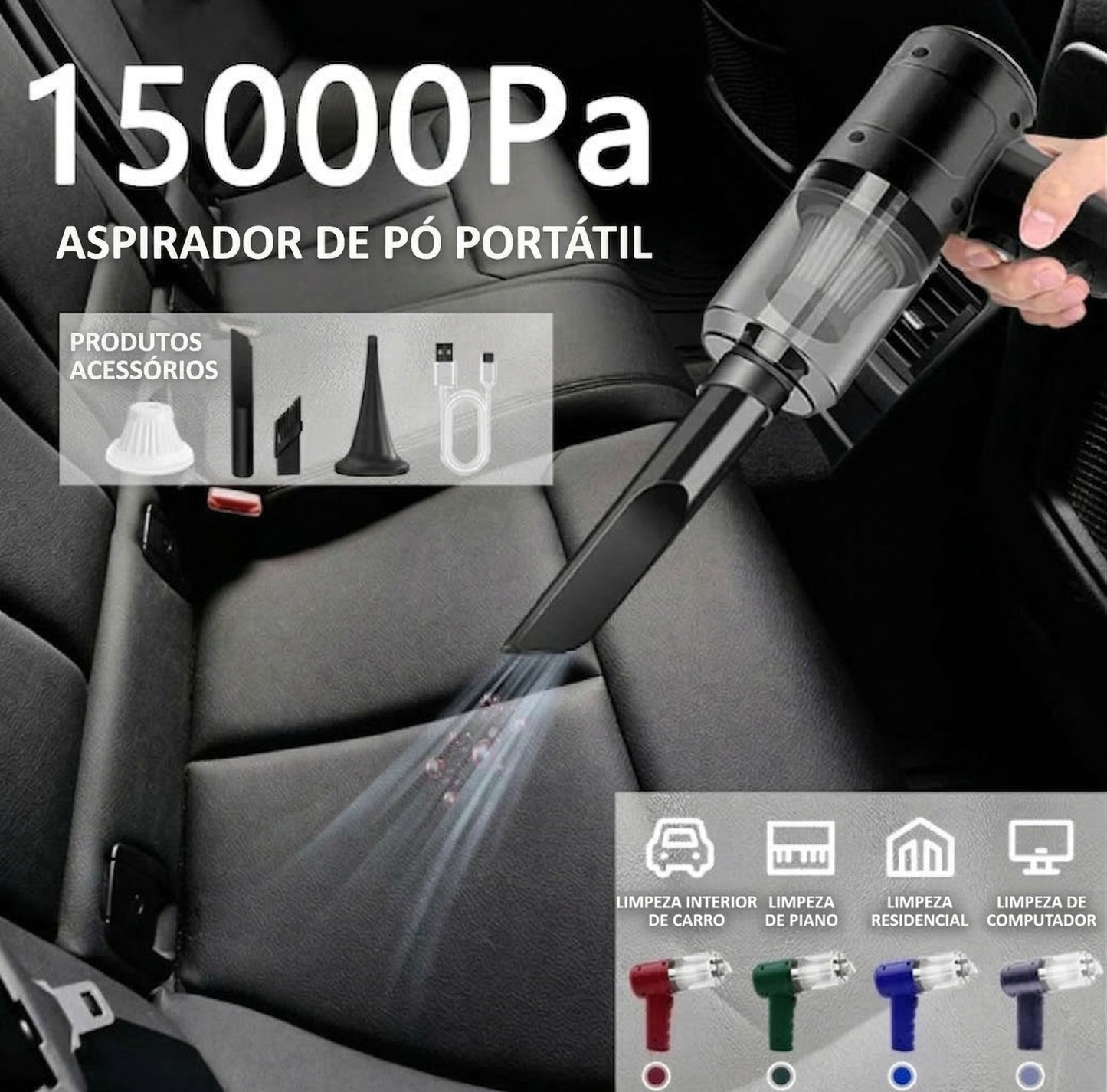 Aspirador Portátil 2 em 1: Sopra e Suga
